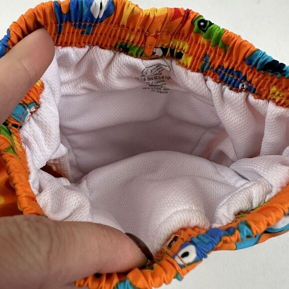 NWT iPlay Boys Swim Trunks Orange Fish Built In Diaper Size S 6M UPF 50+ - Picture 5 of 7